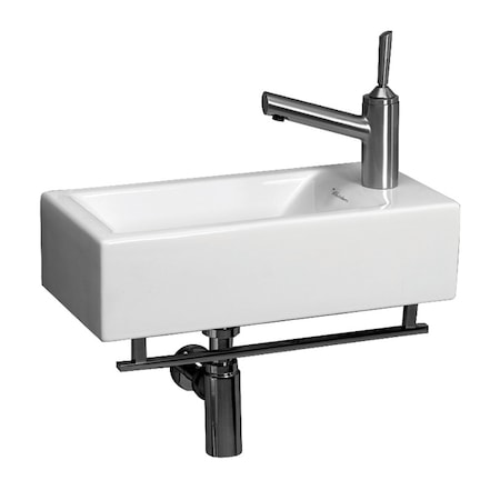 Whitehaus Isabella Collection Small Wall Mount Basin W/ Crome Towel Bar And Cent WH1-114RTB
